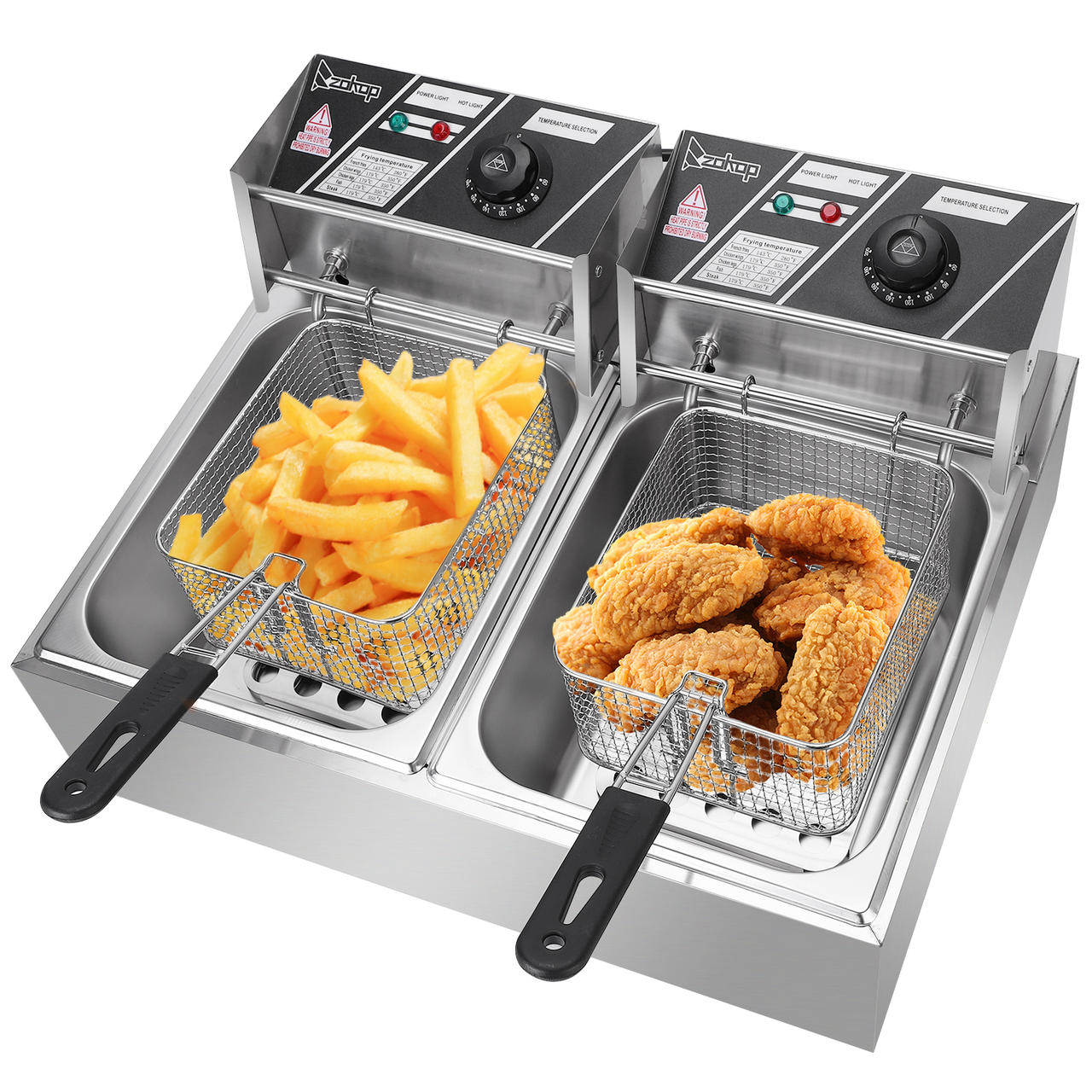 [Replace old code: 52344960] EH82 2500W 220-240V 12.7QT/12L Stainless Steel Double Cylinder Electric Fryer UK Plug