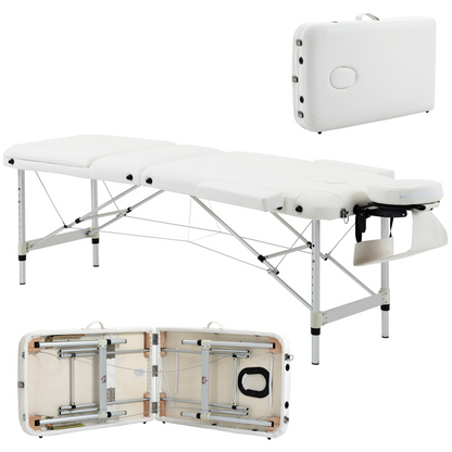 HOMCOM Folding PVC Leather Massage Table Aluminium Frame w/Headrest