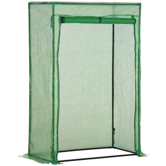 100x50x150cm Greenhouse PE Cover w/ Zipper Roll-up Door Outdoor, Green