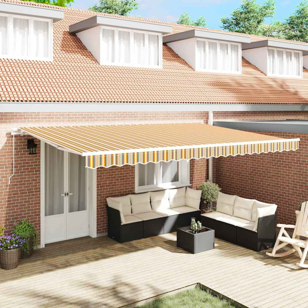 vidaXL Awning Manual Multicolour 500 x 300 cm Polyester and Metal