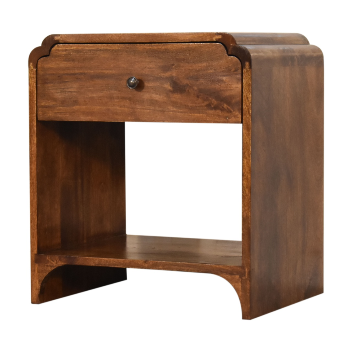 Artisan Furniture Solid Wood Newton Bedside, 1 Drawer, 1 Open Slot, Brown