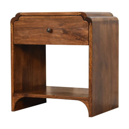Artisan Furniture Solid Wood Newton Bedside, 1 Drawer, 1 Open Slot, Brown