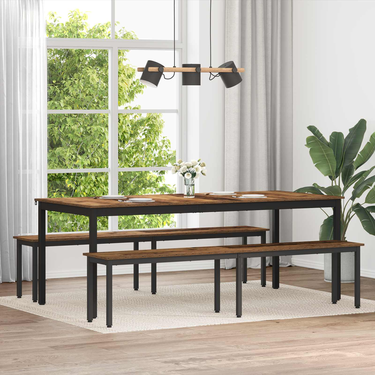 vidaXL Bench Old Wood 200 x 35 x 45 cm Engineered Wood
