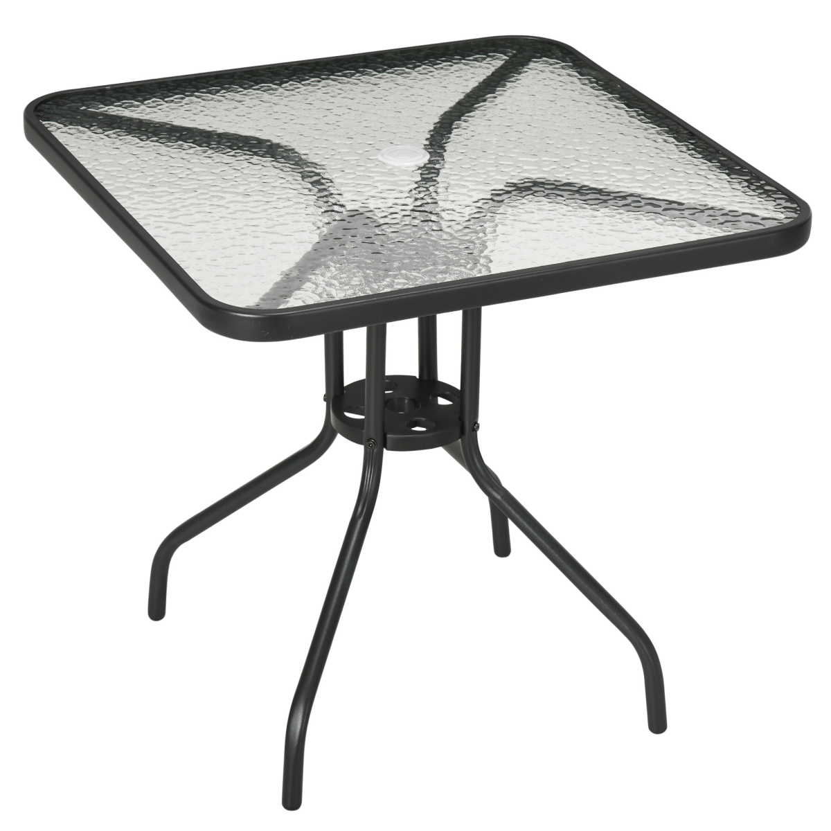 Square Patio Table, Tempered Glass Top Garden Dining Table 76 x 76cm Outsunny