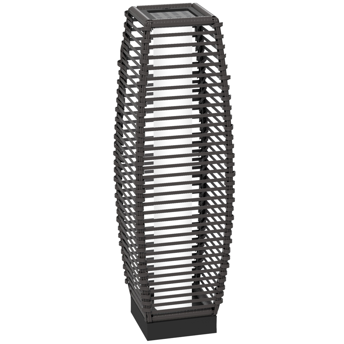 Outsunny Rattan Solar Floor Lamp with Auto On/Off LED Light for Porch Yard Grey