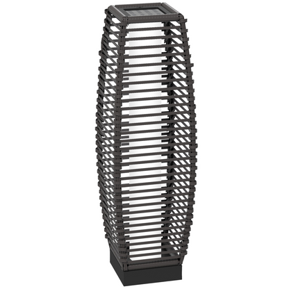 Outsunny Rattan Solar Floor Lamp with Auto On/Off LED Light for Porch Yard Grey