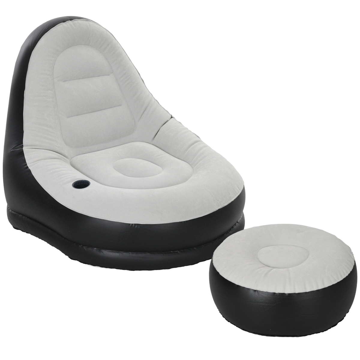 Outsunny Inflatable Chair and Foot Stool for Gaming, Reading, Watching, Grey