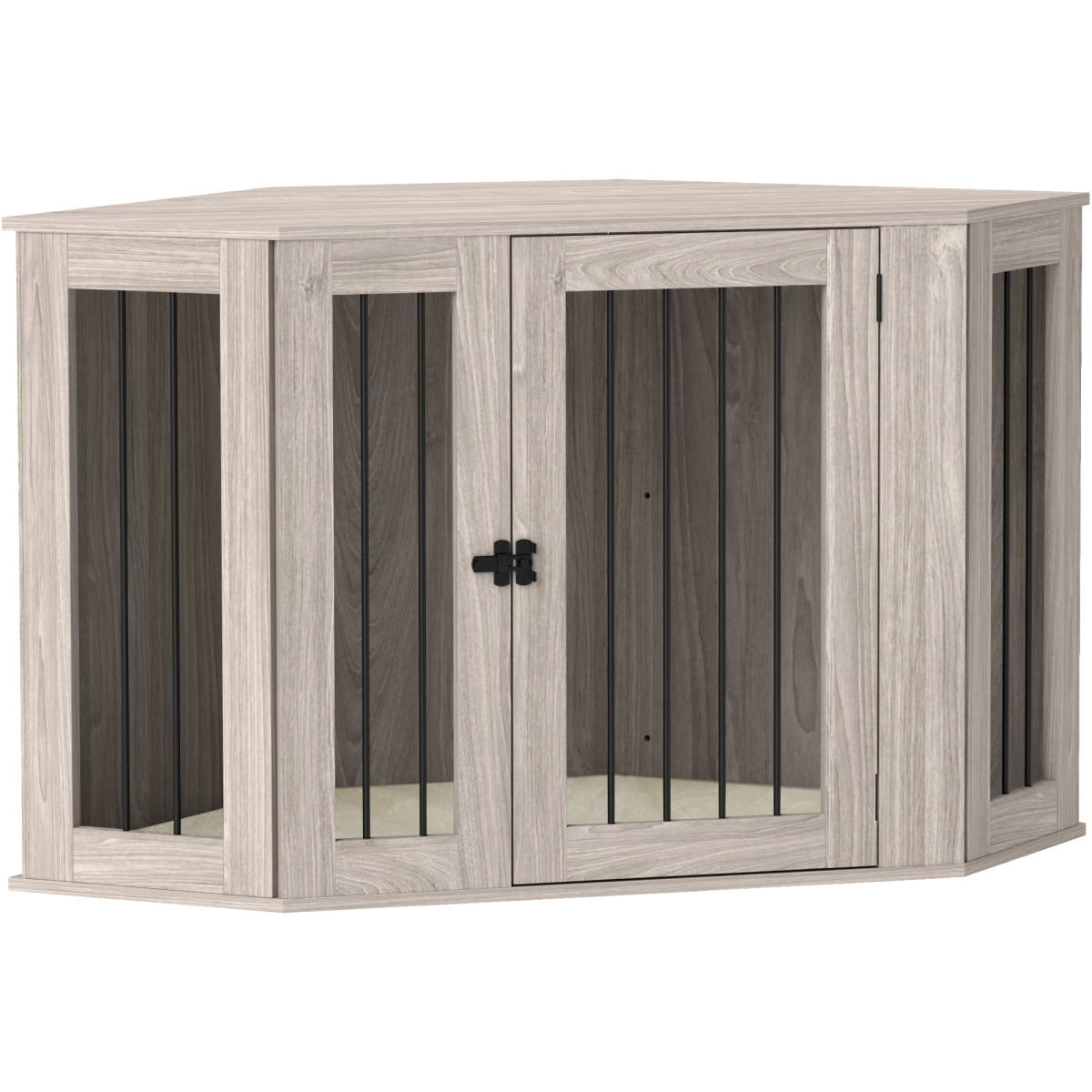 PawHut Dog Crate Furniture for Large Dogs w/ Cushion, Door - Walnut Brown