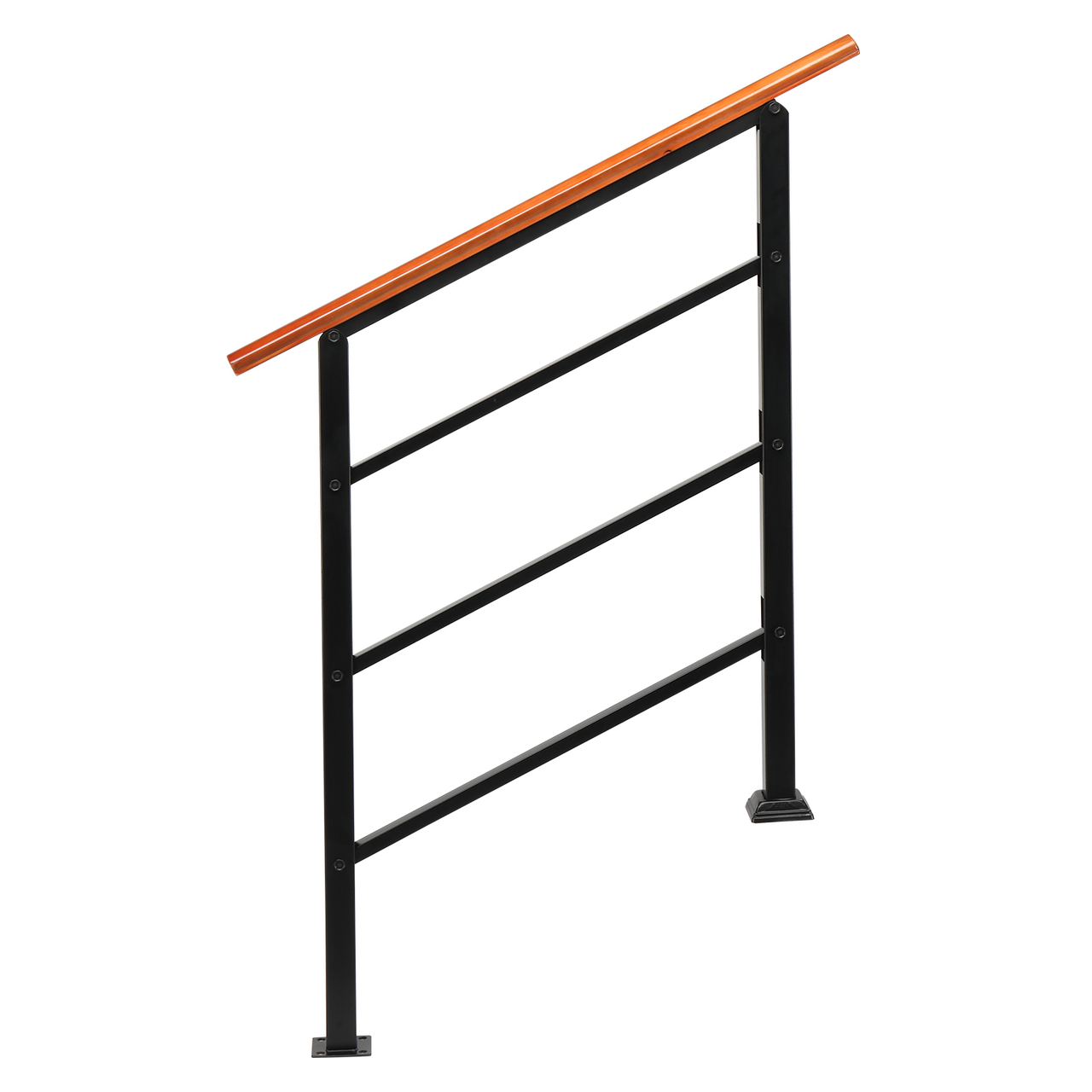 【Replace 80617397】Handrails for Outdoor Steps, Wrought Iron Solid Wood Hand Railing for Concrete Steps, Porch Steps, Wooden Steps, Fits 1 to 3 Steps
