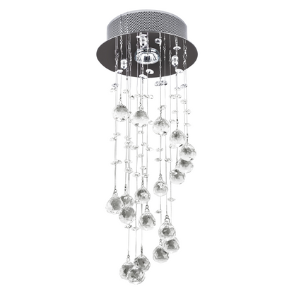Crystal Chandelier, Spiral Rain Drop-Silver/Crystal