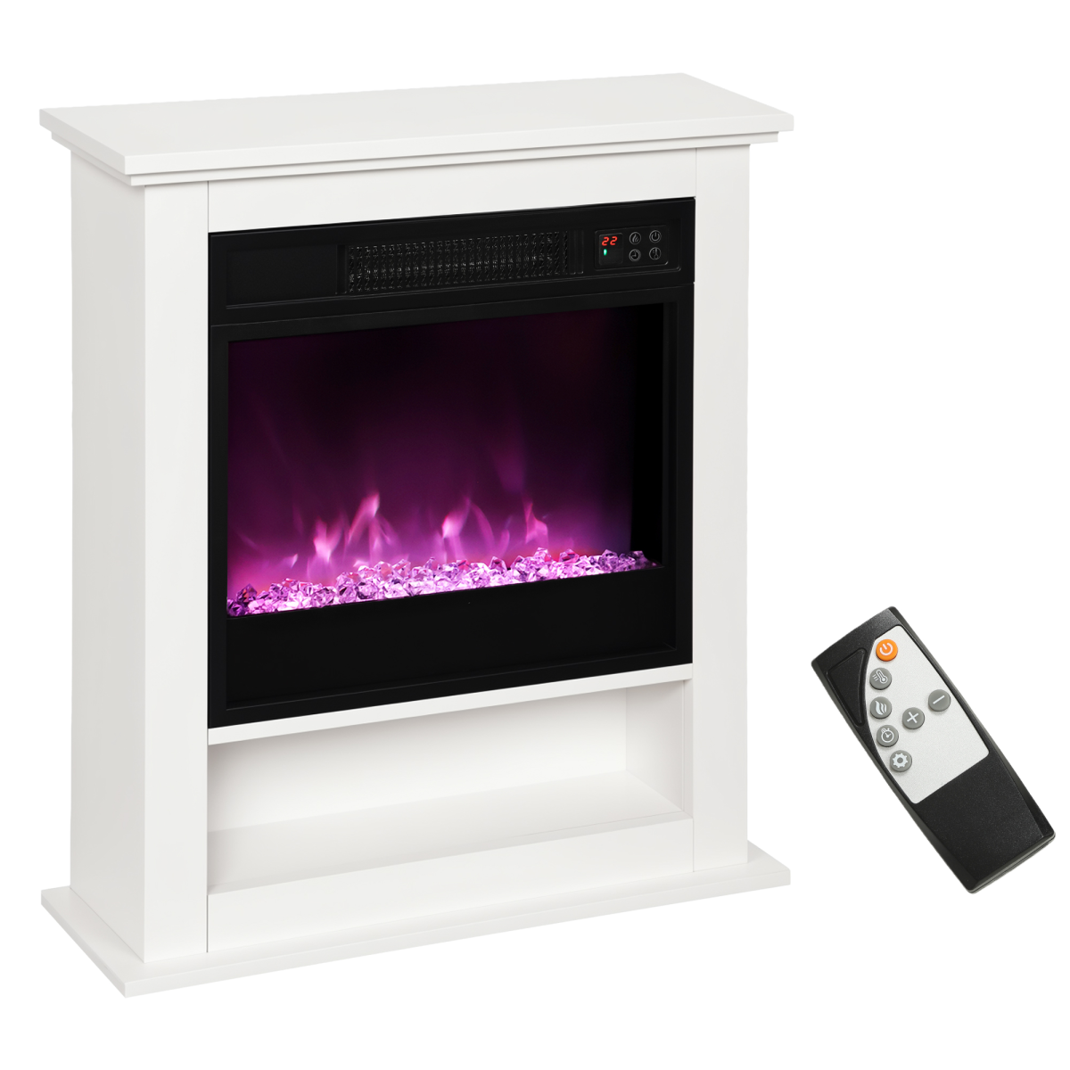 HOMCOM 1800W White Electric Fire Reach up to 30㎡ Space