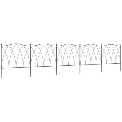 Outsunny 5PCs Decorative Garden Fencing Metal Border Edging