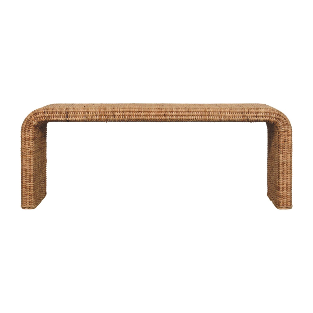 Artisan Furniture Solid Wood Rattan Weave Bench, Beige