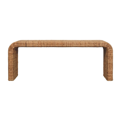 Artisan Furniture Solid Wood Rattan Weave Bench, Beige