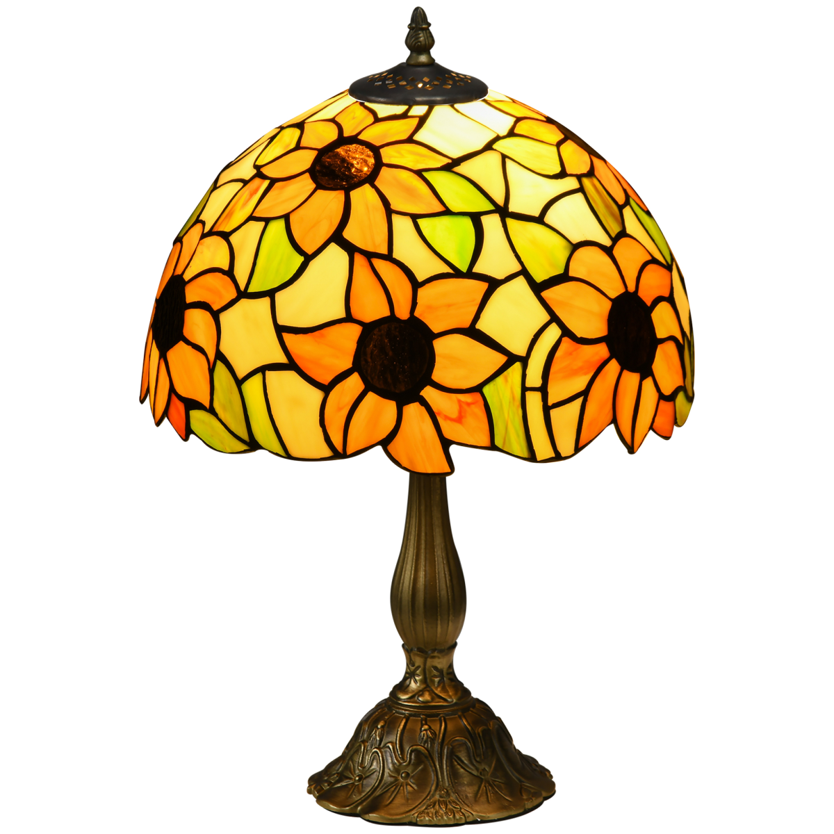 HOMCOM Antique Table Lamp, for Bedroom Bedside, Bulb not Included, Sunflower