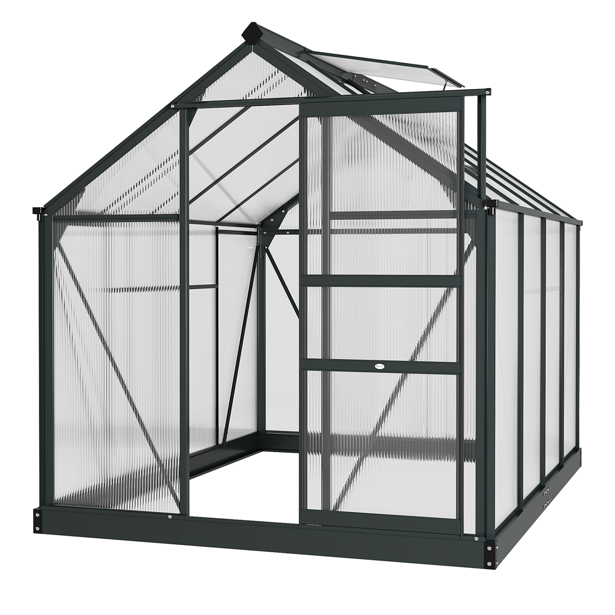 Polycarbonate Walk-In Garden Greenhouse Aluminium Frame w/ Slide Door 6 x 8ft