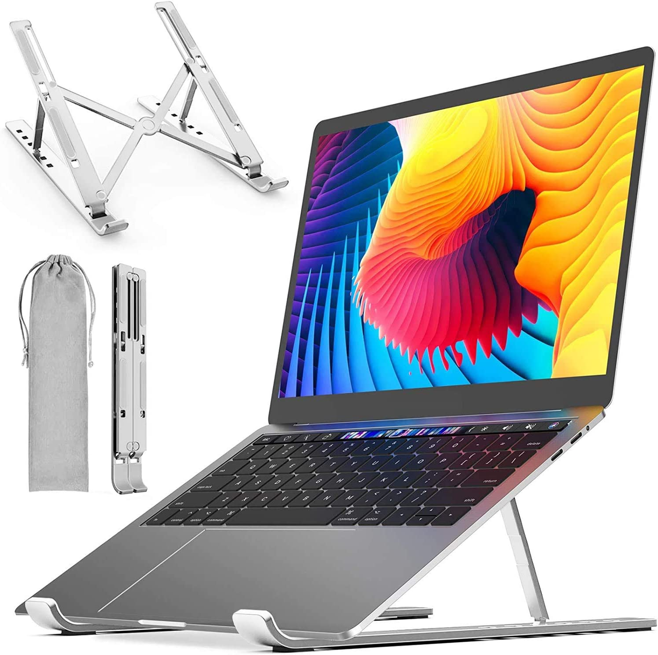 DYZI Laptop Stand-Ventilated Aluminium Laptop Holder for Macbook,Notebook,iPad-Adjustable Lightweight Cooling Stand compatible with Dell XPS,HP,Samsung,Lenovo, 10-15.6" Laptop or Tablet