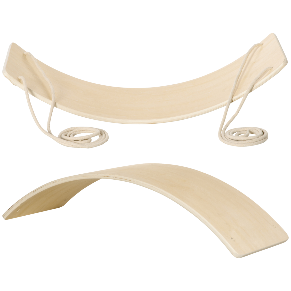 HOMCOM Wood Wobble Board W/ Ropes, Baby Rocker Balance Board for Kids, Adults