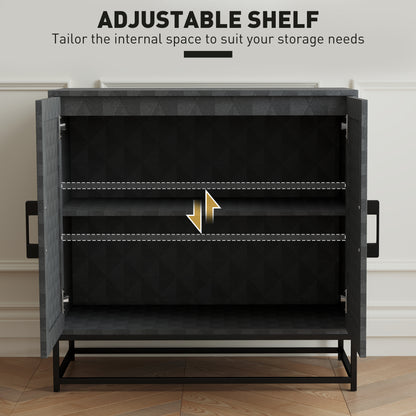 HOMCOM Modern Sideboard, Freestanding Sideboard Storage Cabinet with Adjustable Shelf and 2 Doors for Living Room, Black