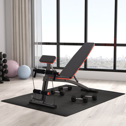 HOMCOM Foldable Weight Bench, Adjustable Strength Training Sit Up Ab Bench, Incline/Decline, Red