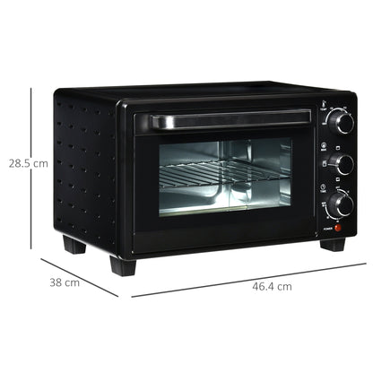 HOMCOM 21L Mini Countertop Oven, 100°C-230°C Adjustable Temp - Black