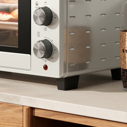 HOMCOM 21L Mini Countertop Oven, 100°C-230°C Adjustable Temp - Silver Tone