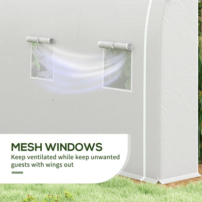 Outsunny 296 x 196cm Steel Frame Polytunnel Greenhouse - White