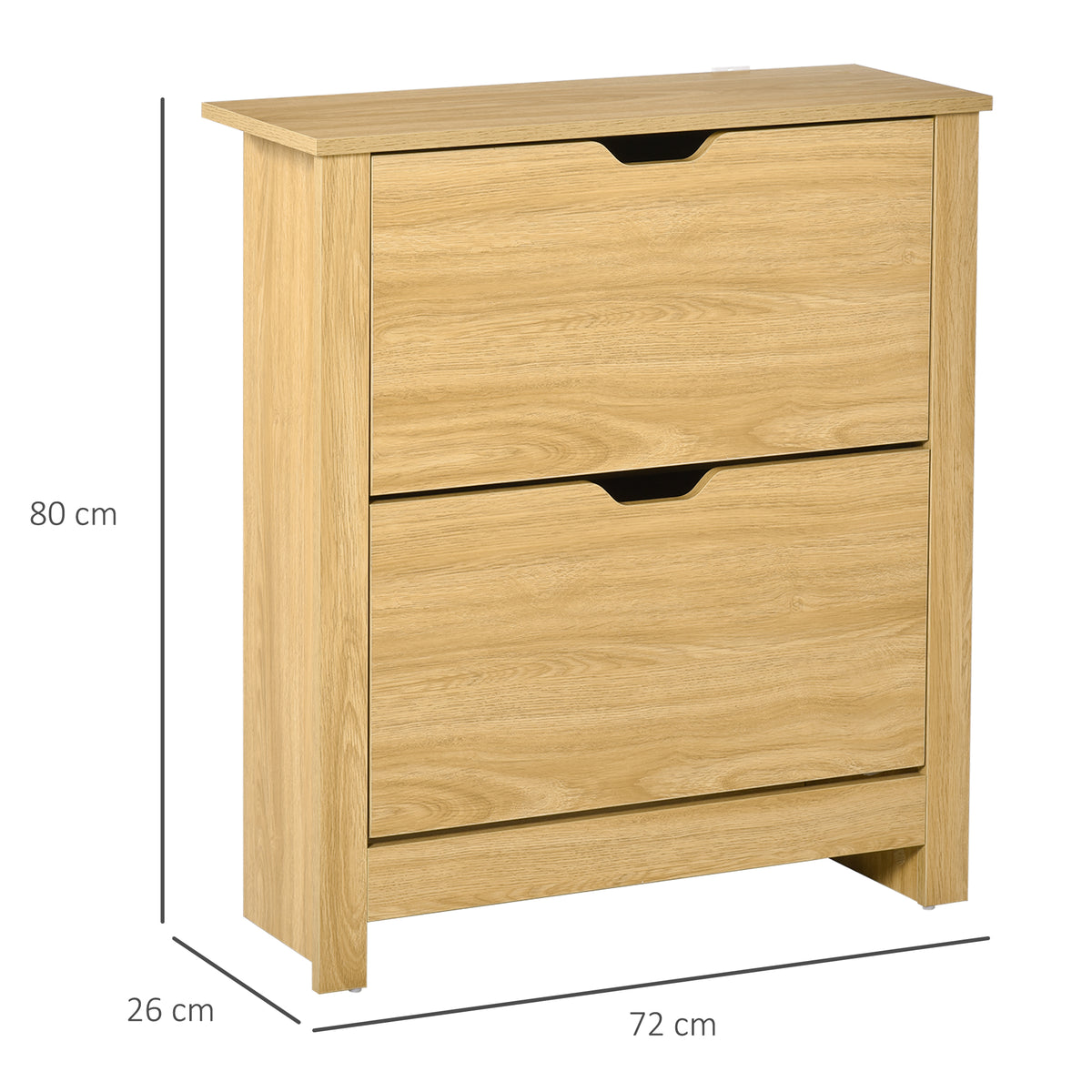 HOMCOM Narrow Shoe Cabinet, Space Saving Shoe Storage Cabinet with 2 Flip Drawers and Adjustable Shelves for 6-12 Pairs of Shoes for Hallways and Living Room, Natural Wood Finish