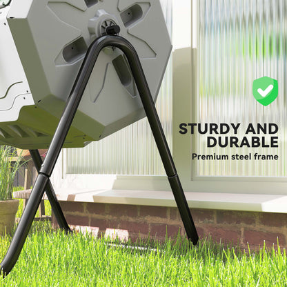 Outsunny 160L 360° Rotating Dual Chamber Composter - Grey