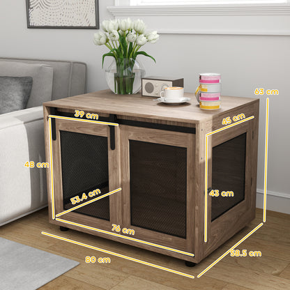 PawHut Dog Crate Furniture with Sliding Door for Medium Dogs, Brown