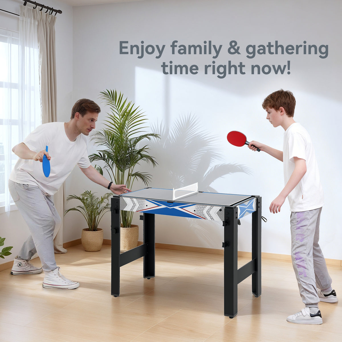 SPORTNOW 5-in-1 Multi Games Table, with Mini Pool, Table Tennis, Basketball, Hockey, Archery, Blue