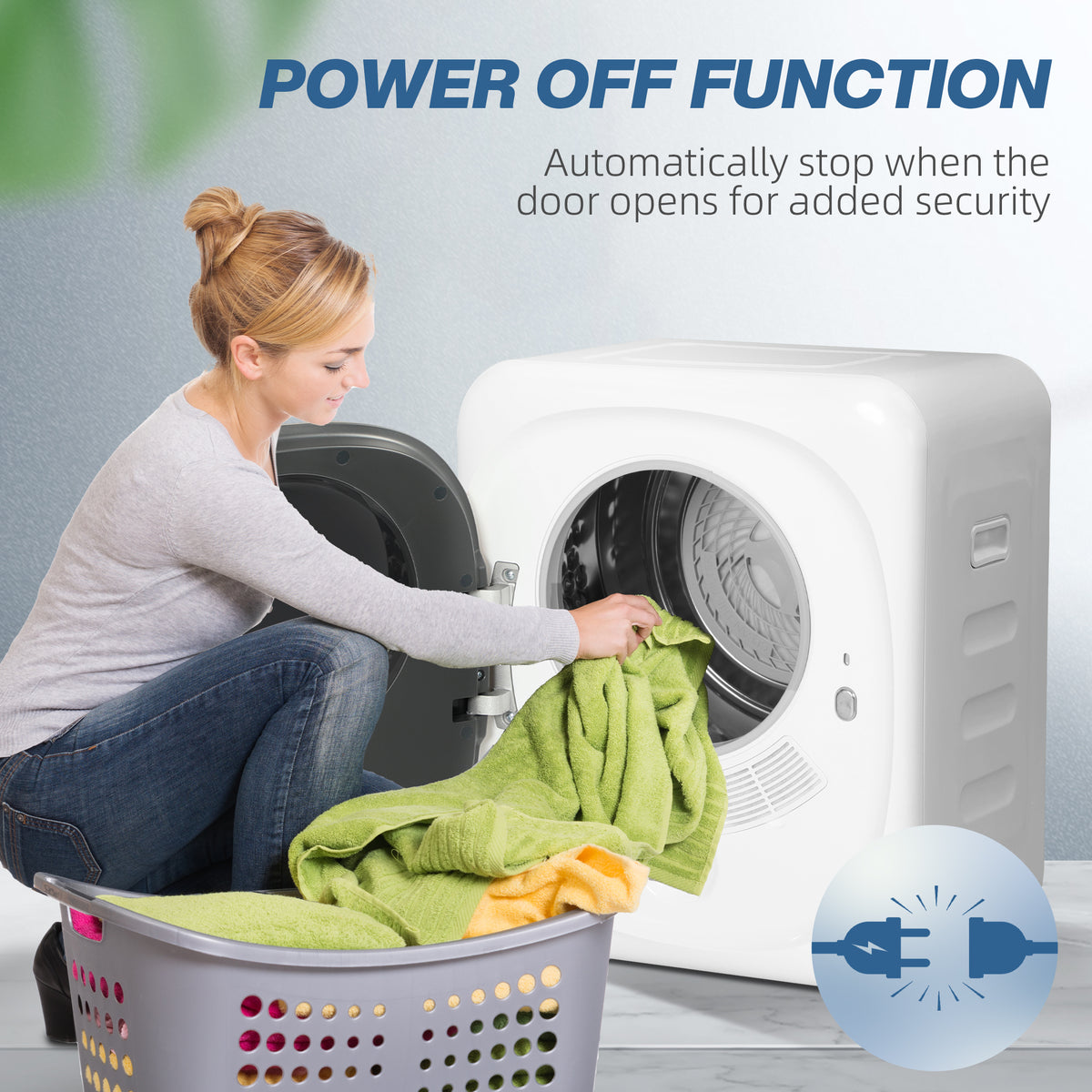 HOMCOM 2.5 kg Compact Tumble Dryer, with UV Sterilisation - White