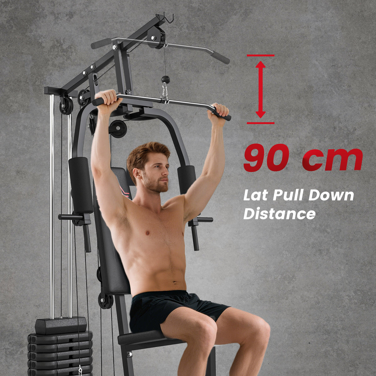 HOMCOM Multifunction Home Gym Machine, with 45kg Weight Stacks, for Strength Training