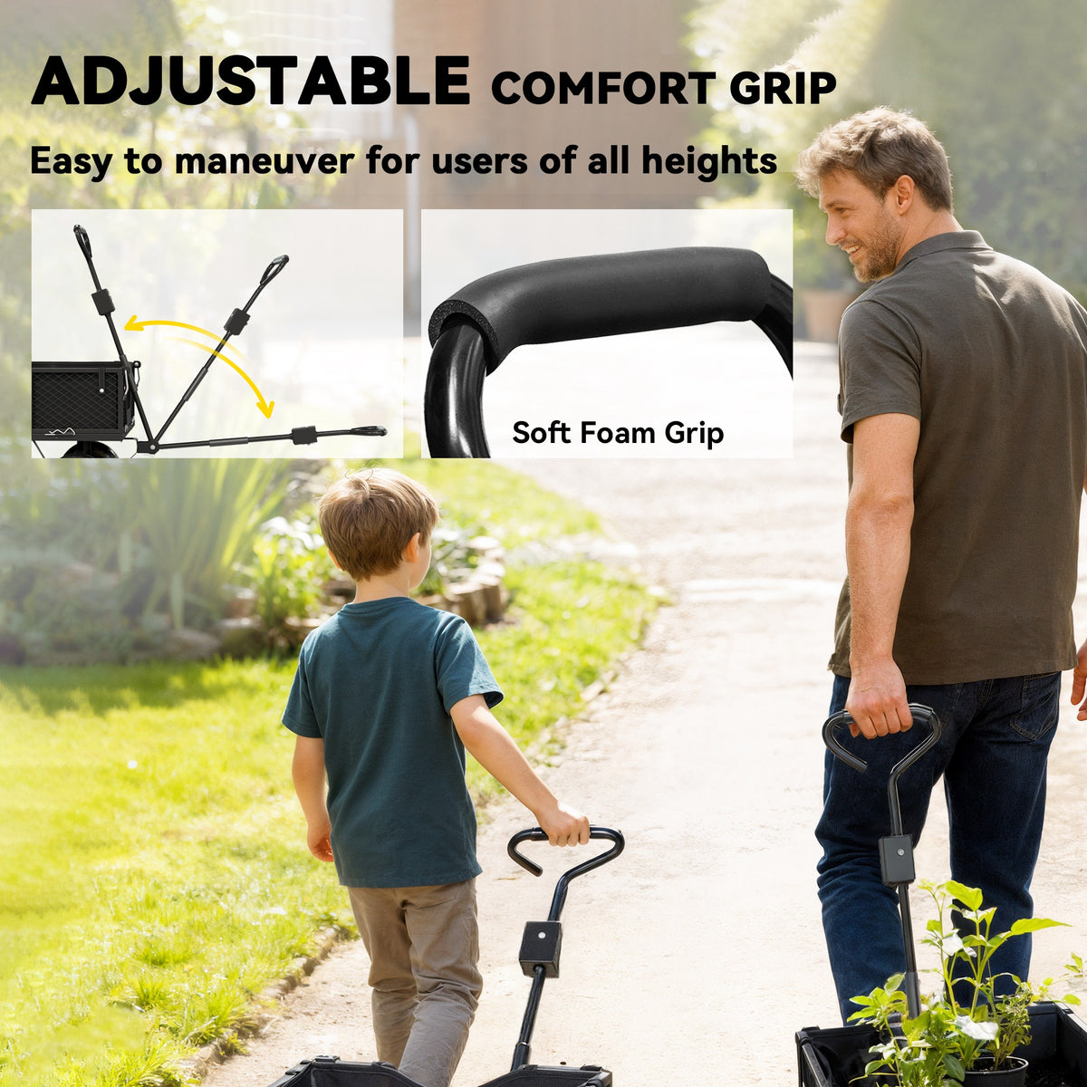 Outsunny 114L Steel Frame Garden Cart Trolley - Black