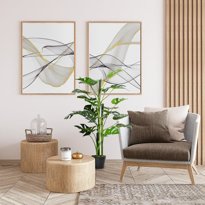 Outsunny 100cm/3.3FT Artificial Monstera Tree Decorative Cheese Plant 21 Leaves with Nursery Pot, Fake Tropical Palm Tree for Indoor Décor