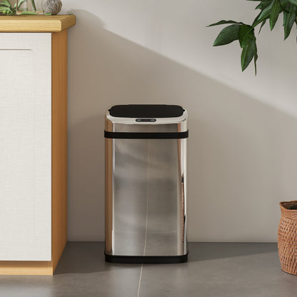 HOMCOM 30L Stainless Steel Motion Sensor Lid Bin - Silver Tone