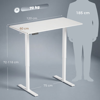 HOMCOM Standing Desk Memory Control Height Adjustable Desk 2 Cable Holes LED Display Sit Stand Desk White