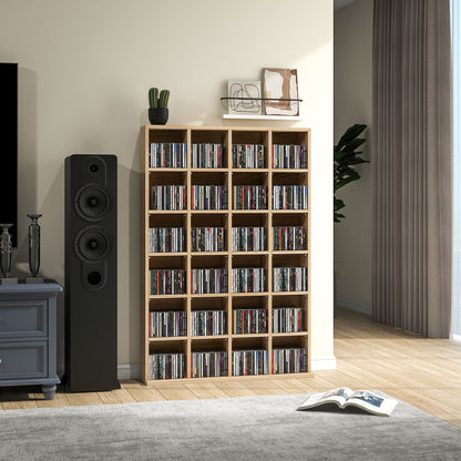 HOMCOM CD Storage Unit with Adjustable Shelves, Suitable for up to 456 CDs, 89 x 130.5 cm, Nature Wood Finish