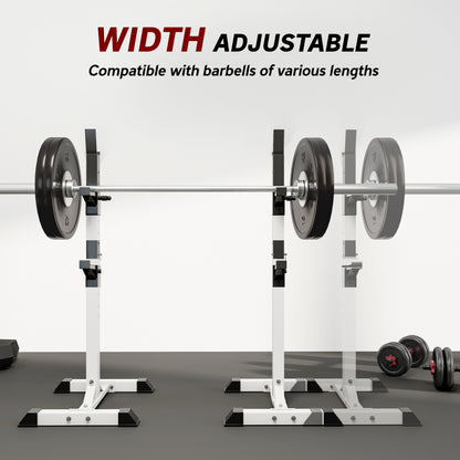 HOMCOM Heavy Duty Weight Bar Barbell Squat Stand Barbell Rack Spotter, for Home, Gym - Black