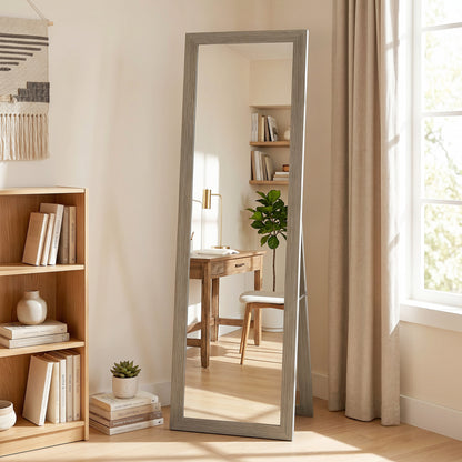 HOMCOM Full Length Mirror, 37 x 157 cm, Hanging or Freestanding, Rectangular Full Body Mirror for Living Room, Bedroom, Grey