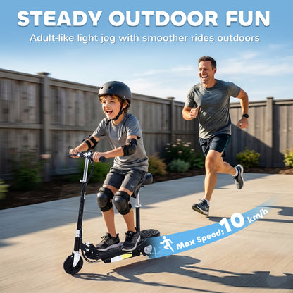 HOMCOM Powered Powered Scooter Ride-On, with Brakes, Adjustable Seat, Adjustable Handlebars, Black