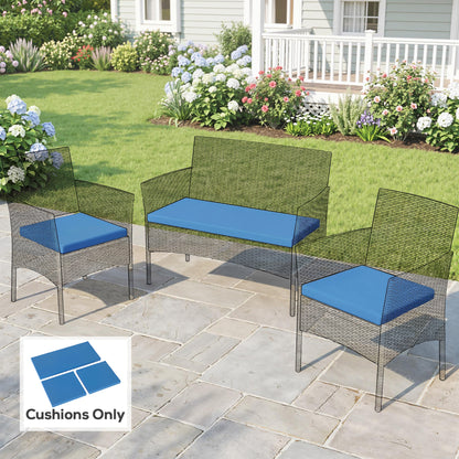 Outsunny Outdoor Seat Cushion Pads for Rattan Furniture, 3 PCs Garden Furniture Cushions,  Sky Blue