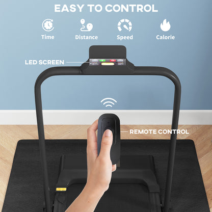 HOMCOM Walking Pad Treadmill, Folding Under Desk Treadmill, 1-10km/h, with Remote Control, Black