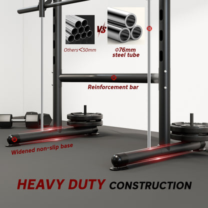 HOMCOM Adjustable Squat Rack, with Pull Up Bar, Barbell Bar for Home Gym