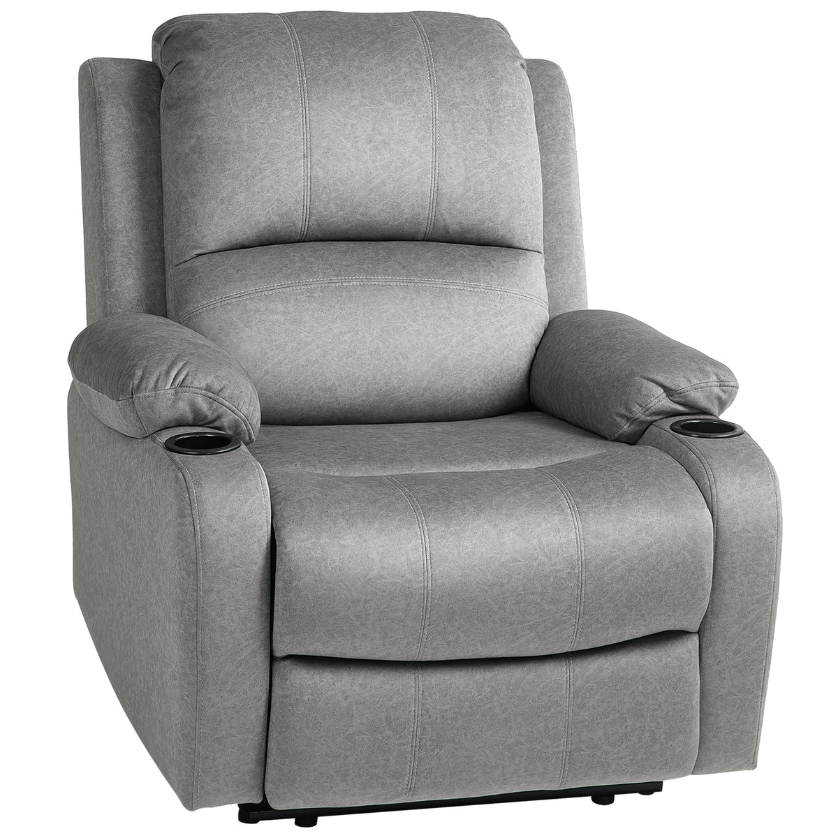HOMCOM Microfibre Manual Reclining Armchair with 135° Recline Back and Footrest - Grey