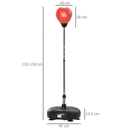 HOMCOM Punching Bag with Stand, 133-151cm Adjustable Height, for Teens, Red/Black