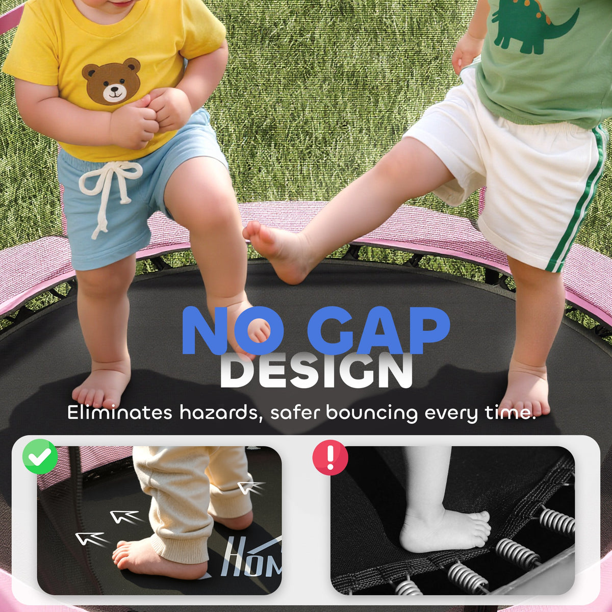 HOMCOM 4.6FT/55" Kids Trampoline with Enclosure Net, Outdoor Indoor Use, for Ages 3-10 Years, Pink