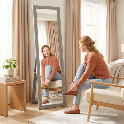 HOMCOM Full Length Mirror, 37 x 157 cm, Hanging or Freestanding, Rectangular Full Body Mirror for Living Room, Bedroom, Grey