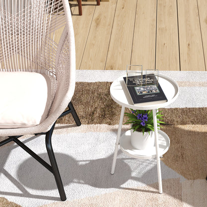 Outsunny Two-Tier Metal Garden Table - White