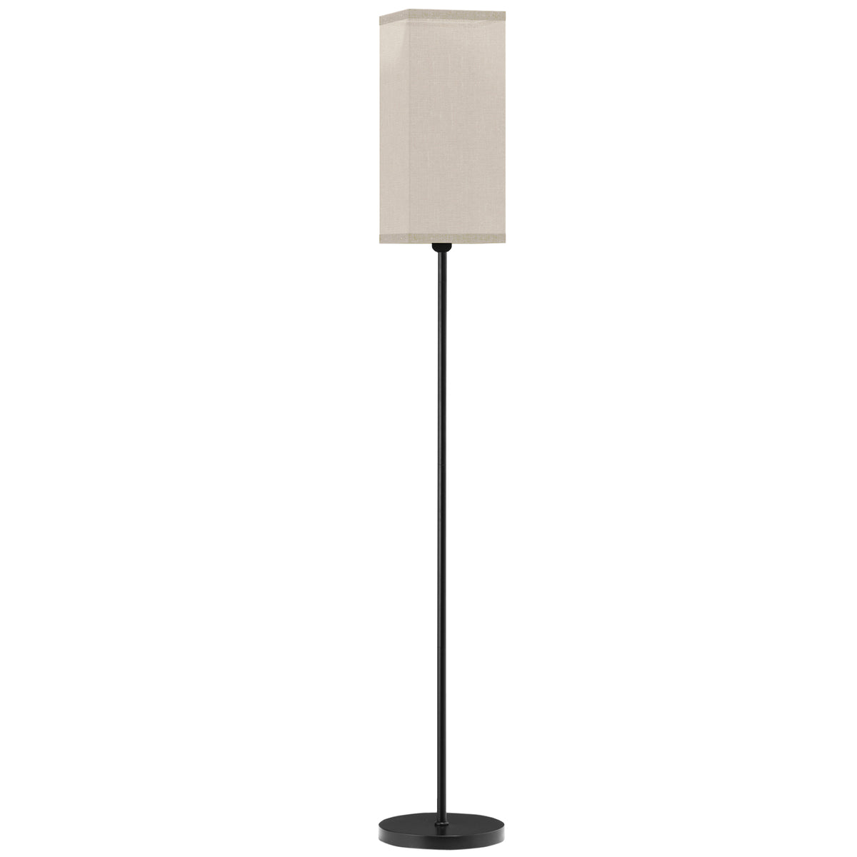 HOMCOM Floor Lamp, Modern Standing Lamp with Linen Shade and Foot Switch, Tall Lamps for Bedroom, Bulb not Included, Black